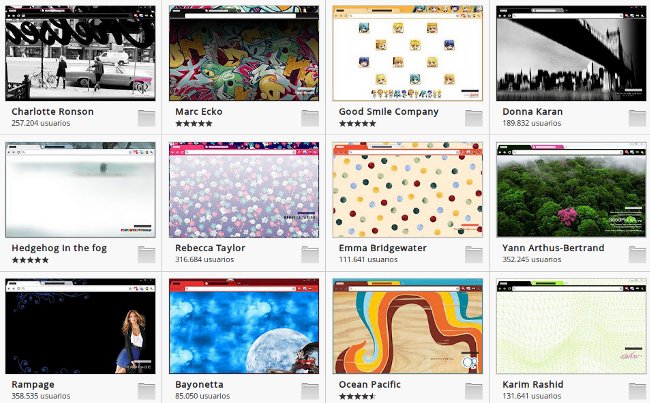 Galeria de temas para Google Chrome 2012